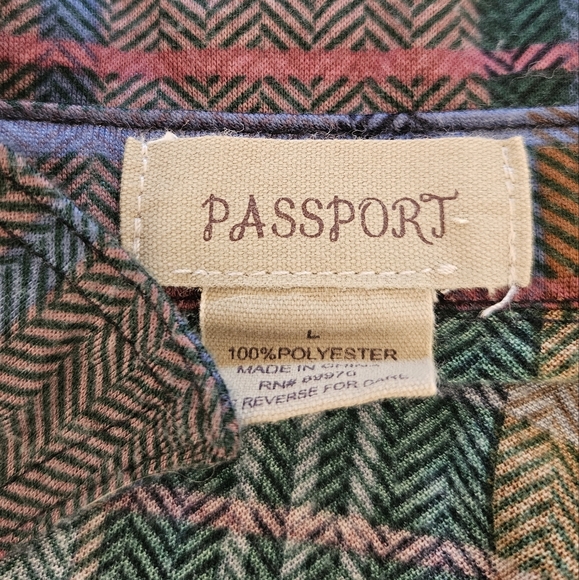 Passport Women's Multicolored Flannel Size Large - Picture 2 of 5